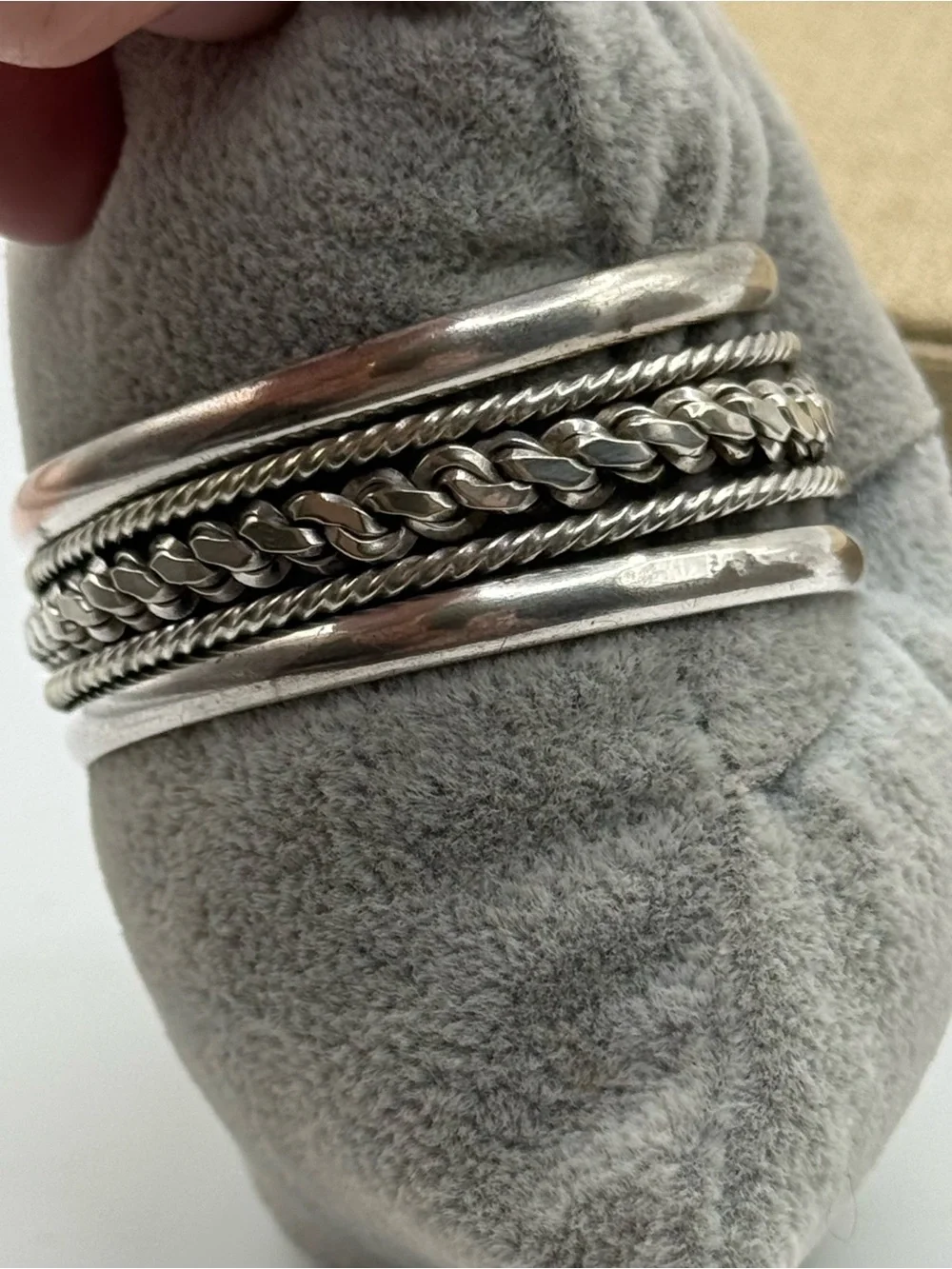 Mexico Multi-Texture Silver Tone Bangle cuff Bracelet